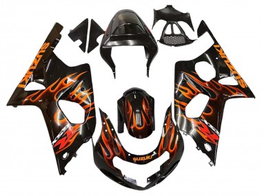 Comprare Carena Moto Suzuki GSXR1000 2000-2002 - Nero Lucido Arancia Fiamma