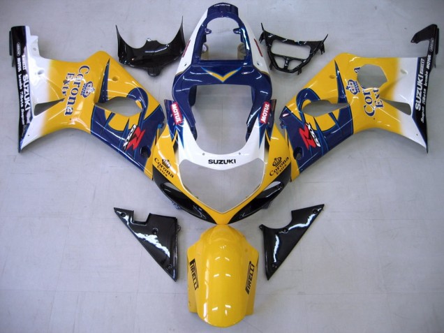 Comprare Carena Moto Suzuki GSXR1000 2000-2002 - Giallo Blu Scuro Bianco Motul Corona