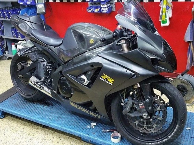 Comprare Carena Moto Suzuki GSXR 1000 2007-2008 - Nero Opaco Oro Decal