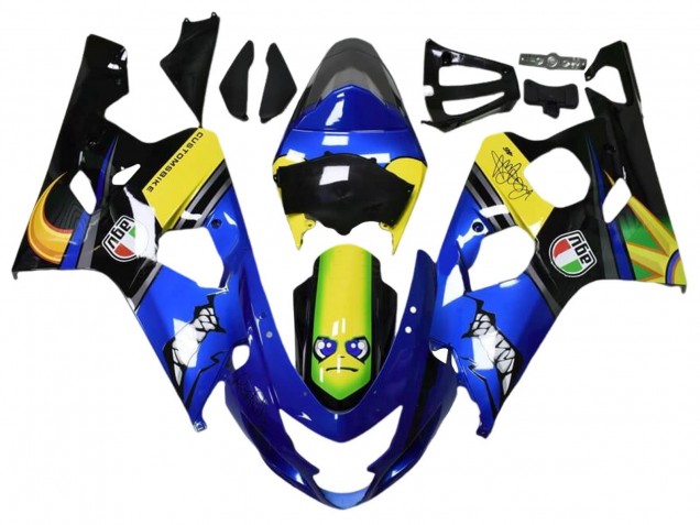Comprare Carena Moto Suzuki GSXR 600 / GSXR 750 2004-2005 - Blu Giallo Nero Squalo