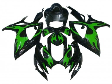 Comprare Carena Moto Suzuki GSXR 600 / GSXR 750 2004-2005 - Nero Lucido Verde Fiamma