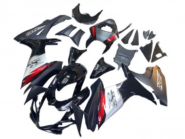 Comprare Carena Moto Suzuki GSXR 600 / GSXR 750 2011-2024 - Nero Lucido Forgiato Fibra di Carbonio Argento Rosso