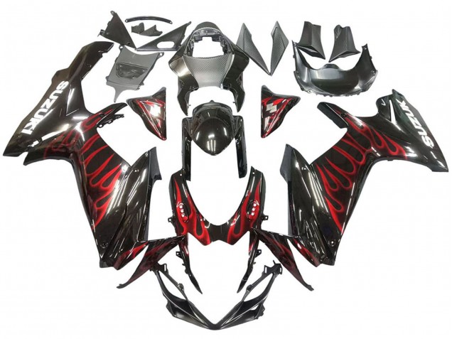 Comprare Carena Moto Suzuki GSXR 600 / GSXR 750 2011-2024 - Nero Lucido Rosso Fiamma