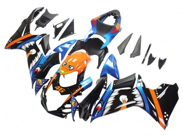 Comprare Carena Moto Suzuki GSXR 600 / GSXR 750 2011-2024 - Azzurro Chiaro Arancia Nero Bianco Squalo 46