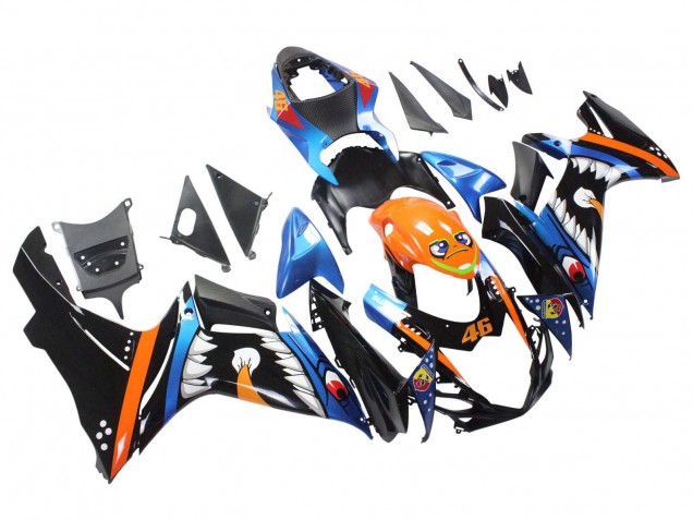 Comprare Carena Moto Suzuki GSXR 600 / GSXR 750 2011-2024 - Azzurro Chiaro Arancia Nero Bianco Squalo 46