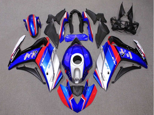 Comprare Carena Moto Yamaha YZF R3/R25 2015-2018 - Blu Argento Rosso Nero Castrol