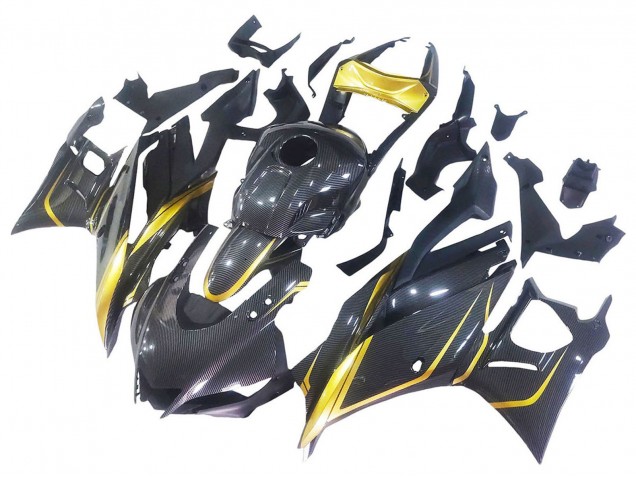 Comprare Carena Moto Yamaha YZF R3/R25 2019-2021 - Oro Nero Fibra di Carbonio