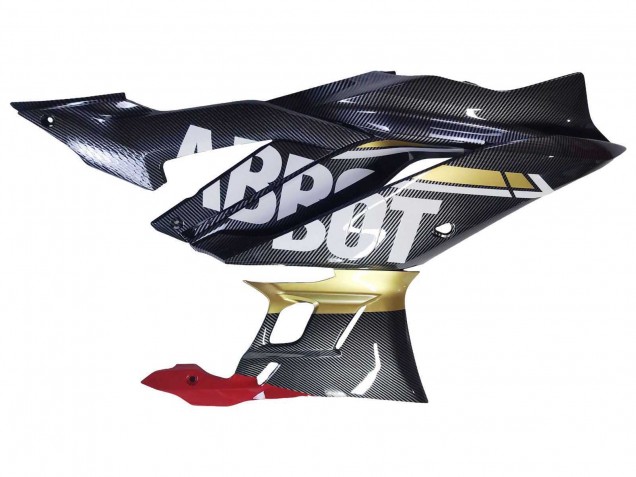 Comprare Carena Moto Yamaha YZF R3/R25 2022-2024 - Nero Fibra di Carbonio Stile Oro Rosso ABBOT