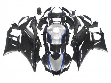 Comprare Carena Moto Yamaha YZF R3/R25 2022-2024 - Nero Fibra di Carbonio Stile Argento Blu