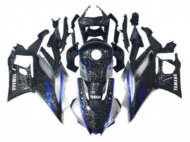 Comprare Carena Moto Yamaha YZF R3/R25 2022-2024 - Marmo Nero Argento Blu Forgiato Fibra di Carbonio Stile