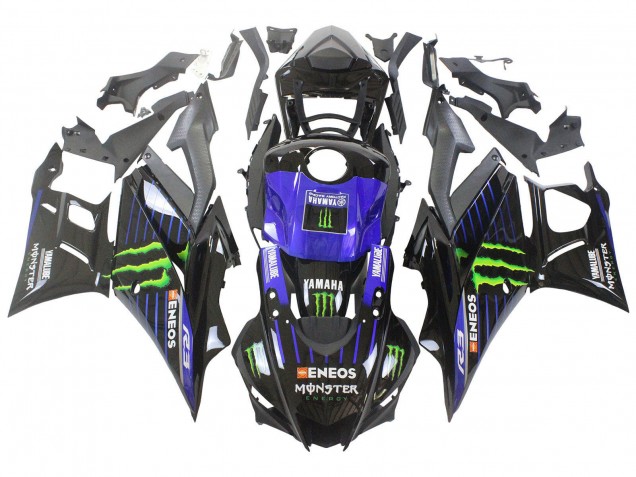 Comprare Carena Moto Yamaha YZF R3/R25 2022-2024 - Blu Verde Nero Mostro Yamalube ENEOS