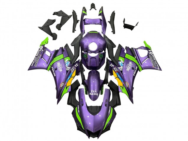 Comprare Carena Moto Yamaha YZF R3/R25 2022-2024 - Viola Verde Giallo Trick Star EVA Corsa 21