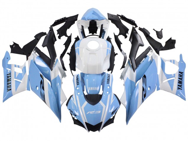 Comprare Carena Moto Yamaha YZF R3/R25 2022-2024 - Bianco Azzurro Chiaro