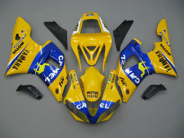 Comprare Carena Moto Yamaha YZF 1000 R1 2000-2001 - Bianco Giallo Blu Motul Cammello