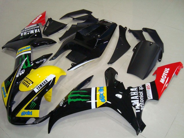 Comprare Carena Moto Yamaha YZF R1 2002-2003 - Nero Lucido Giallo Rosso Verde Motul Mostro