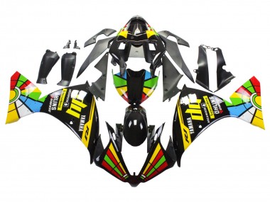 Comprare Carena Moto Yamaha YZF 1000 R1 2012-2014 - Nero Lucido Giallo Verde Blu Rosso Ruota dei Colori