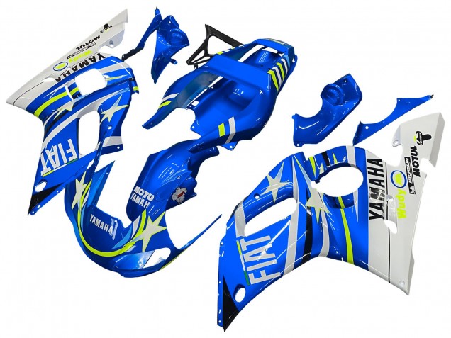 Comprare Carena Moto Yamaha YZF 600 R6 1998-2002 - Bianco Blu Neon Giallo Fiat Motul Michelin