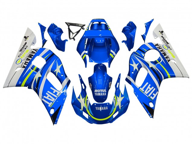 Comprare Carena Moto Yamaha YZF 600 R6 1998-2002 - Bianco Blu Neon Giallo Fiat Motul Michelin