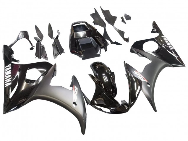 Comprare Carena Moto Yamaha YZF R6 2003-2004 - Nero Lucido Nero Opaco Bianco Decals