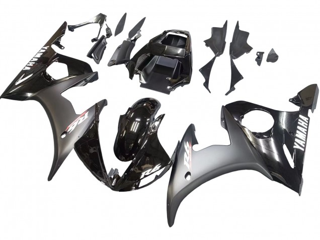 Comprare Carena Moto Yamaha YZF R6 2003-2004 - Nero Lucido Nero Opaco Bianco Decals