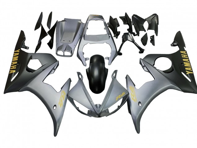 Comprare Carena Moto Yamaha YZF R6 2003-2004 - Grigio Opaco Nero Opaco Oro Decals