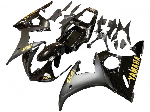 Comprare Carena Moto Yamaha YZF R6 2003-2004 - Nero Lucido Nero Opaco Oro Decals