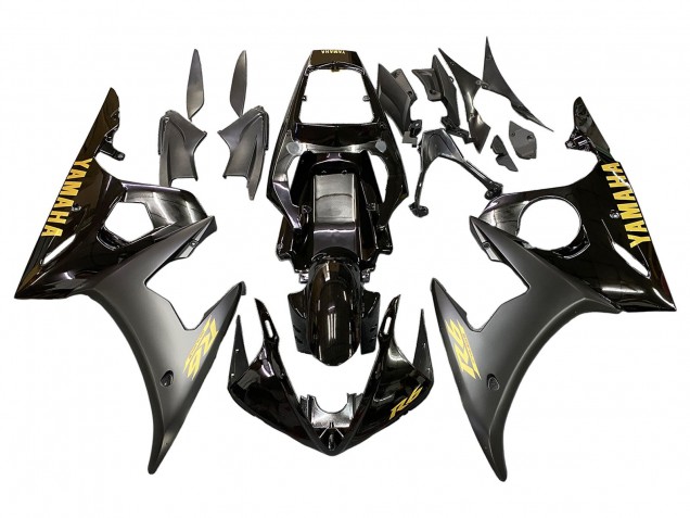 Comprare Carena Moto Yamaha YZF R6 2003-2004 - Nero Lucido Nero Opaco Oro Decals