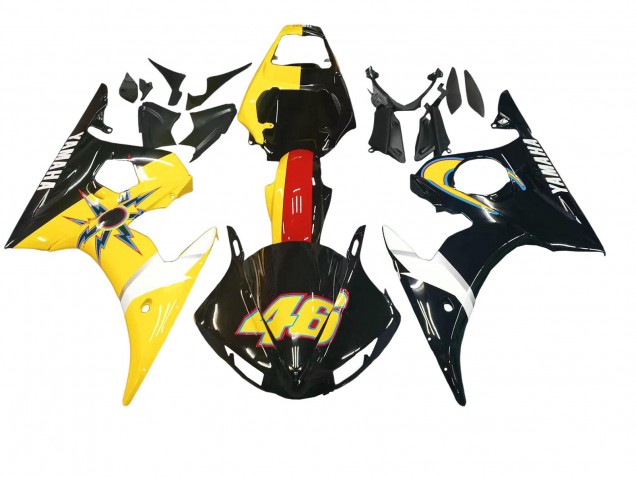 Comprare Carena Moto Yamaha YZF 600 R6 2005 - Nero Giallo Rosso 46