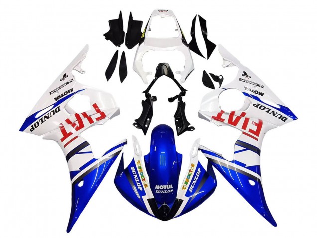 Comprare Carena Moto Yamaha YZF 600 R6 2005 - Bianco Blu Dunlop Fiat Motul