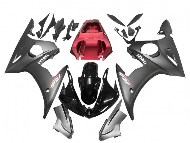 Comprare Carena Moto Yamaha YZF 600 R6 2005 - Nero Opaco Nero Lucido Grigio Rosso