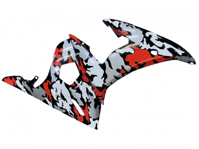 Comprare Carena Moto Yamaha YZF 600 R6 2005 - Nero Rosso Grigio Camouflage