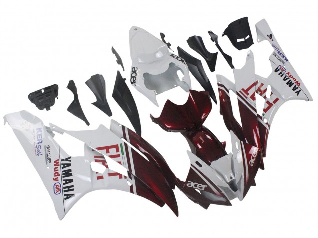 Comprare Carena Moto Yamaha YZF 600 R6 2006-2007 - Bianco Rosso Bordeaux Fiat Acer Yamalube