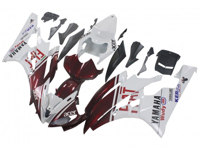 Comprare Carena Moto Yamaha YZF 600 R6 2006-2007 - Bianco Rosso Bordeaux Fiat Acer Yamalube