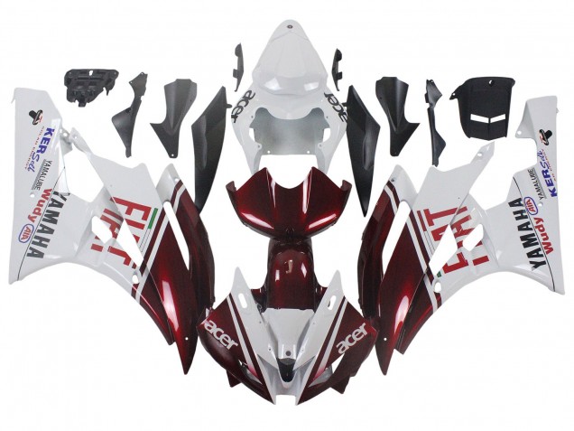 Comprare Carena Moto Yamaha YZF 600 R6 2006-2007 - Bianco Rosso Bordeaux Fiat Acer Yamalube
