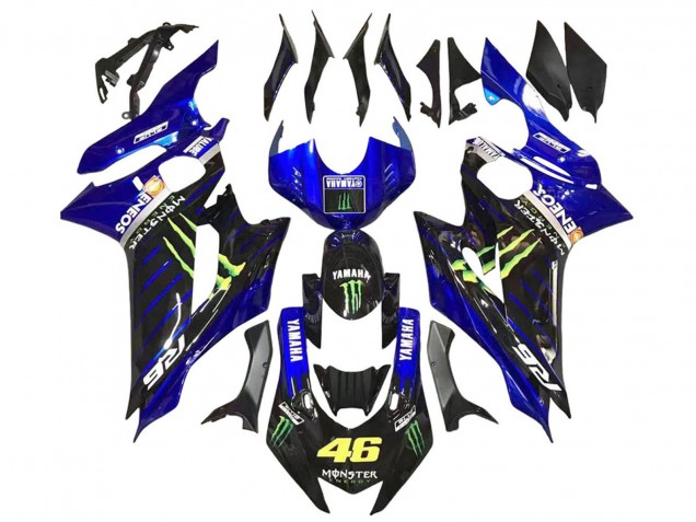 Comprare Carena Moto Yamaha YZF 600 R6 2017-2023 - Blu Nero Lucido Verde Mostro ENEOS Yamalube