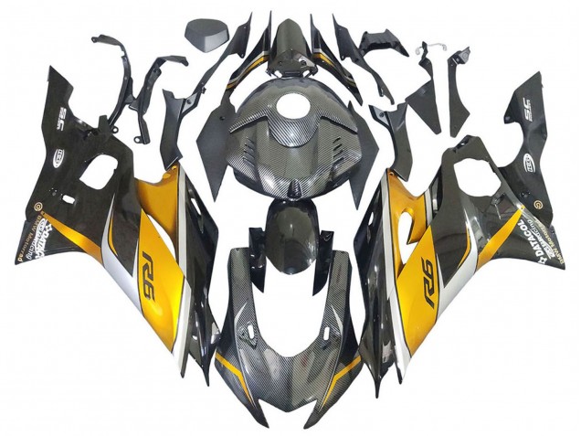 Comprare Carena Moto Yamaha YZF 600 R6 2017-2023 - Oro Nero Fibra di Carbonio
