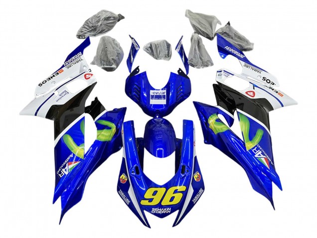 Comprare Carena Moto Yamaha YZF 600 R6 2017-2023 - Bianco Blu Nero Verde MoviStar Semakin Didepan