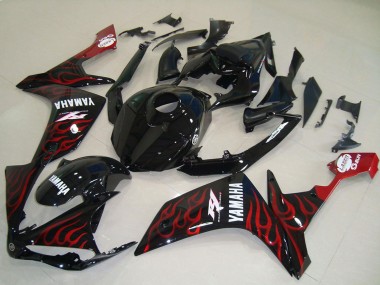 Comprare Carena Moto Yamaha YZF R1 2007-2008 - Nero Lucido Rosso Fiamma