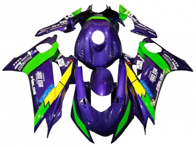 Comprare Carena Moto Yamaha YZF 600 R6 2017-2023 - Verde Viola Giallo Nero Trick Star
