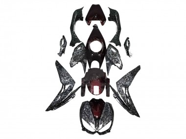 Comprare Carena Moto Kawasaki Z1000 2014-2019 - Nero Rosso Forgiato Fibra di Carbonio