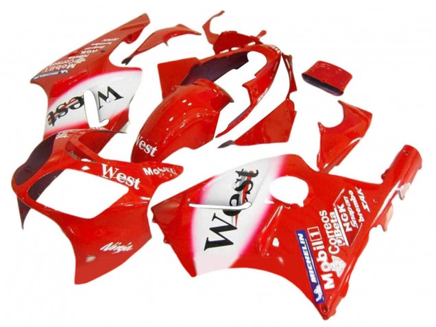 Comprare Carena Moto Kawasaki ZX12R 2000-2001 - Rosso Bianco Nero West