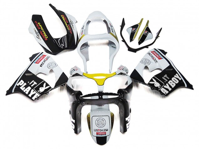 Comprare Carena Moto Kawasaki ZX9R 2000-2001 - Bianco Giallo Nero Lucido Playboy