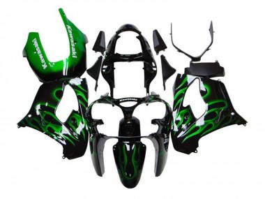 Comprare Carena Moto Kawasaki ZX9R 2002-2003 - Nero Bianco Verde Fiamma