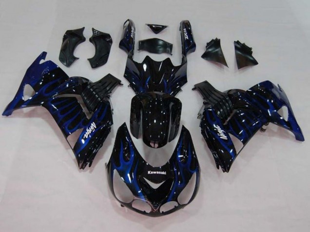 Comprare Carena Moto Kawasaki ZX14R ZZR1400 2006-2011 - Nero Lucido Blu Fiamma