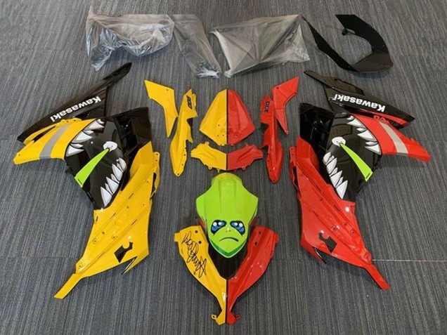 Comprare Carena Moto Kawasaki EX300 2013-2024 - Giallo Rosso Verde Squalo