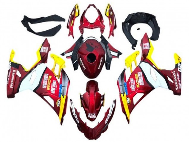 Comprare Carena Moto Kawasaki Ninja 400 2018-2024 - Rosso Giallo Bianco Blu Eva Corsa