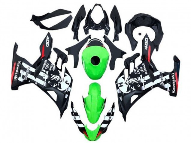 Comprare Carena Moto Kawasaki Ninja 400 2018-2024 - Verde Nero Bianco Rosso Cranio
