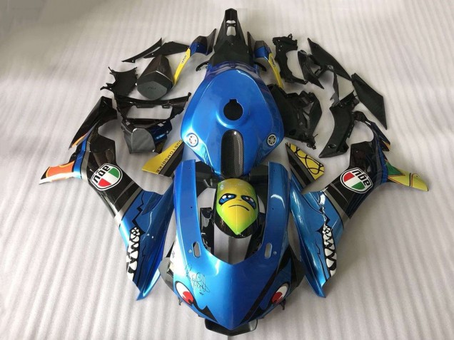 Comprare Carena Moto Yamaha YZF R1 2015-2019 - Blu Giallo Squalo