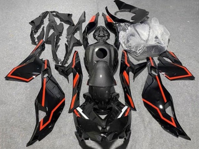 Comprare Carena Moto Kawasaki ZX25R ZX-25R 2019-2025 - Nero Falso Fibra di Carbonio Rosso