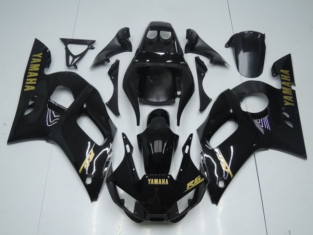 Comprare Carena Moto Yamaha YZF R6 1998-2002 - Nero Lucido Oro Decals